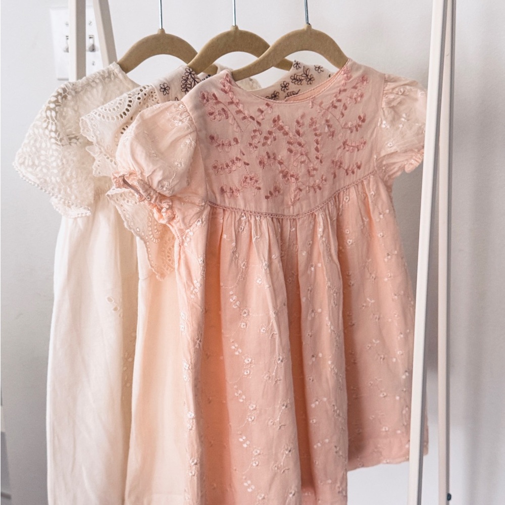 Zara Girls Pink and Cream Embroidered Dresses - Picture 4 of 16